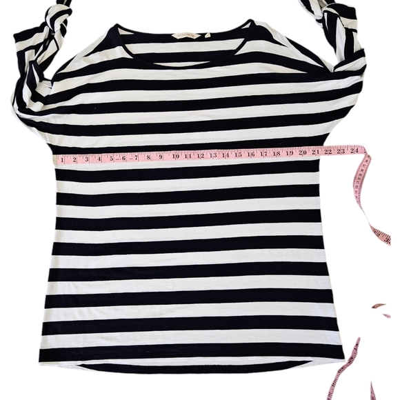 Soft Surroundings Adrift Top Women's M Navy White Stripes Tie Sleeves Nautical - Picture 4 of 11
